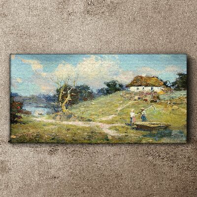 Tablou canvas Peisaj rural cu pescari