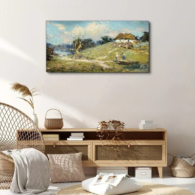 Tablou canvas Peisaj rural cu pescari