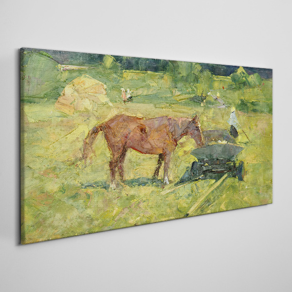 Tablou canvas Scenă de țară cu cal