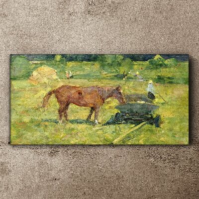 Tablou canvas Săteni de câmp de cai de animale