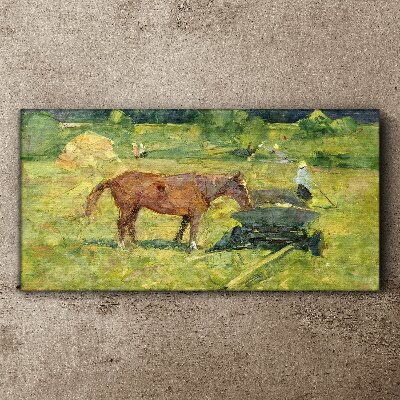 Tablou canvas Scenă de țară cu cal