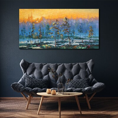 Tablou canvas Dimineți de aur în pădure