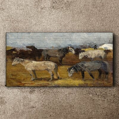 Tablou canvas Peisaj pastoral cu cai