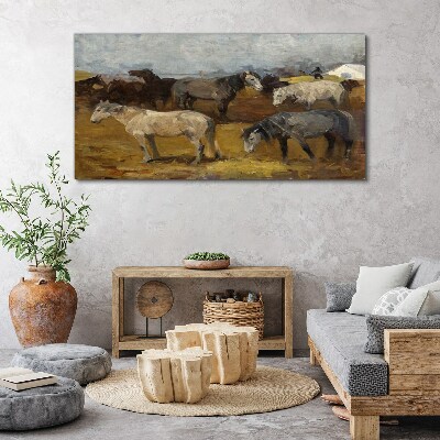 Tablou canvas Peisaj pastoral cu cai