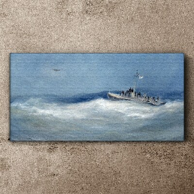 Tablou canvas Marea furtunoasă cu o barcă
