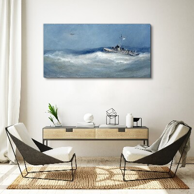 Tablou canvas Marea furtunoasă cu o barcă