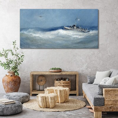 Tablou canvas Marea furtunoasă cu o barcă