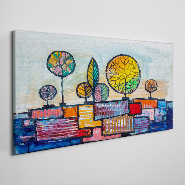 Tablou canvas Copaci colorați într-un peisaj abstract
