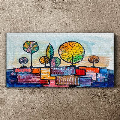 Tablou canvas Copaci colorați într-un peisaj abstract