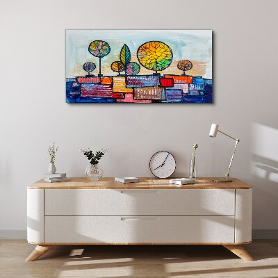 Tablou canvas Copaci colorați într-un peisaj abstract