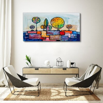 Tablou canvas Copaci colorați într-un peisaj abstract