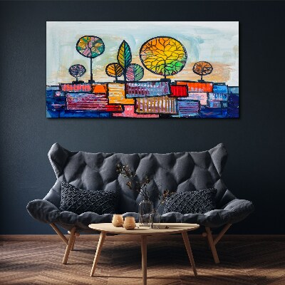 Tablou canvas Copaci colorați într-un peisaj abstract