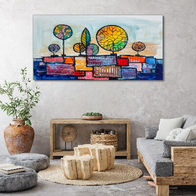 Tablou canvas Copaci colorați într-un peisaj abstract