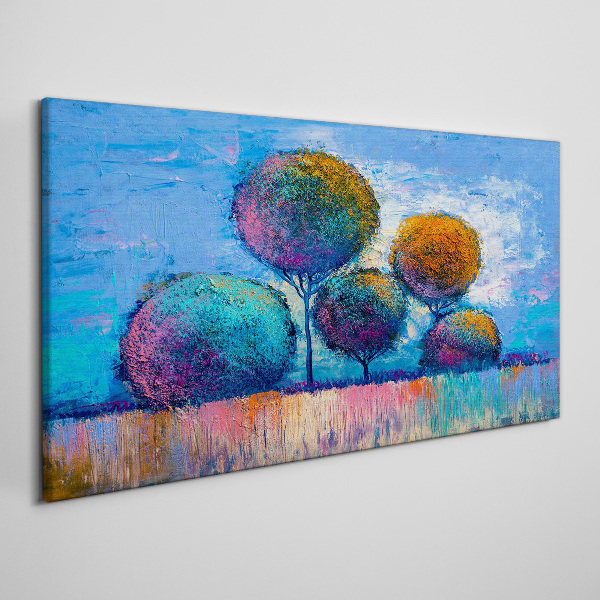 Tablou canvas Copaci colorați pe un fundal albastru
