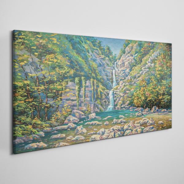Tablou canvas Cascada în peisaj montan