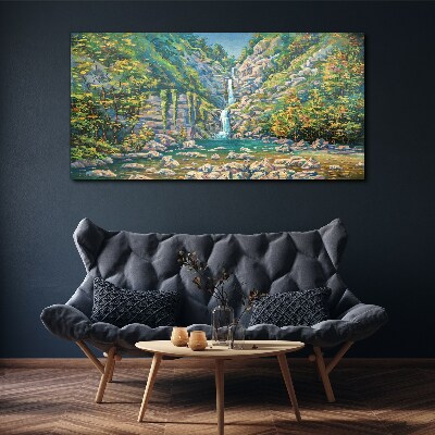 Tablou canvas Cascada în peisaj montan