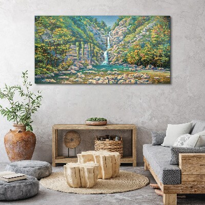 Tablou canvas Cascada în peisaj montan