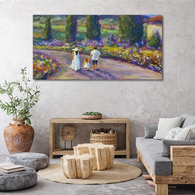 Tablou canvas Plimbare în familie într-o grădină plină de culoare
