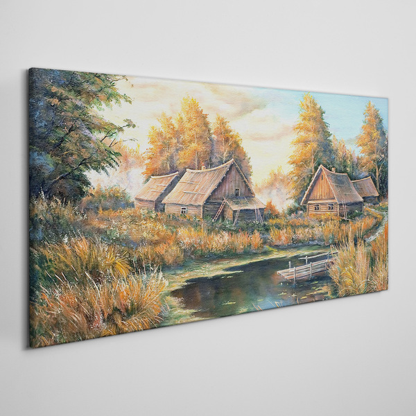 Tablou canvas Un peisaj rural liniștit dimineața