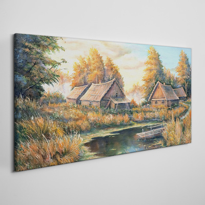 Tablou canvas Un peisaj rural liniștit dimineața