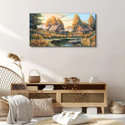 Tablou canvas Un peisaj rural liniștit dimineața