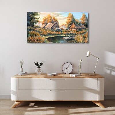 Tablou canvas Un peisaj rural liniștit dimineața