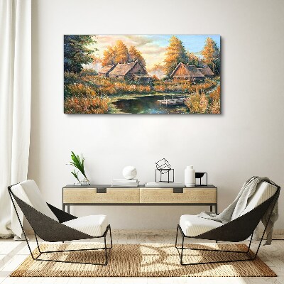 Tablou canvas Pictură colibă ​​pădure natură