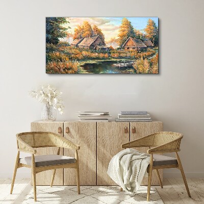Tablou canvas Un peisaj rural liniștit dimineața