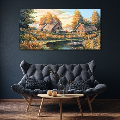 Tablou canvas Pictură colibă ​​pădure natură