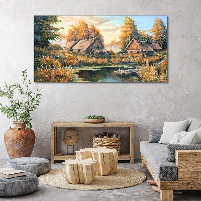 Tablou canvas Pictură colibă ​​pădure natură