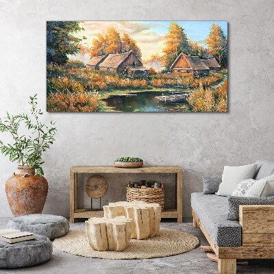 Tablou canvas Un peisaj rural liniștit dimineața