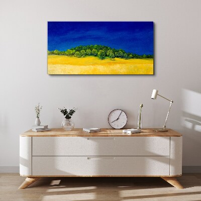Tablou canvas Câmpuri aurii sub cerul albastru