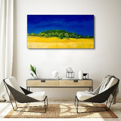 Tablou canvas Câmpuri aurii sub cerul albastru