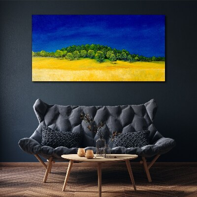 Tablou canvas Câmpuri aurii sub cerul albastru