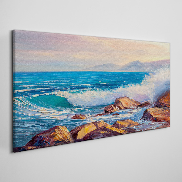 Tablou canvas Valuri pe coastă la apus