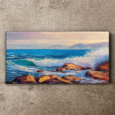 Tablou canvas Valuri pe coastă la apus