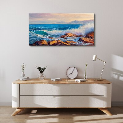 Tablou canvas Valuri pe coastă la apus
