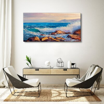 Tablou canvas Valuri pe coastă la apus