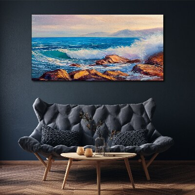 Tablou canvas Valuri pe coastă la apus