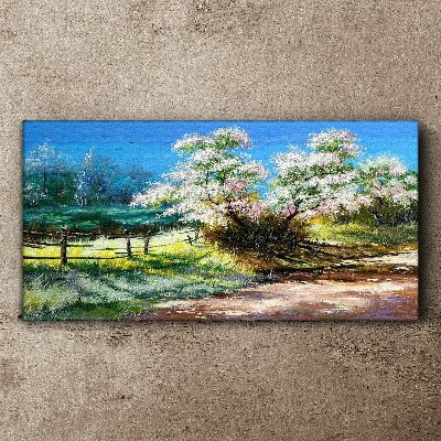 Tablou canvas Peisaj de primăvară cu copaci înfloriți