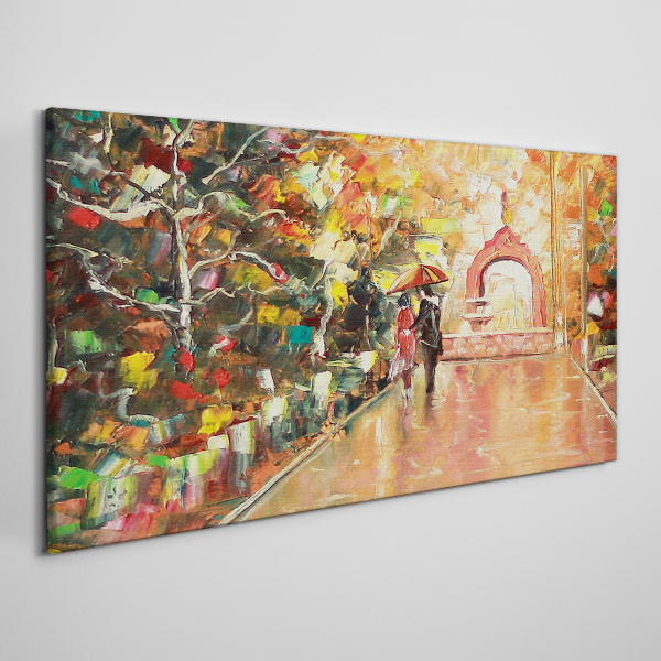 Tablou canvas Aleea de toamna cu umbrele