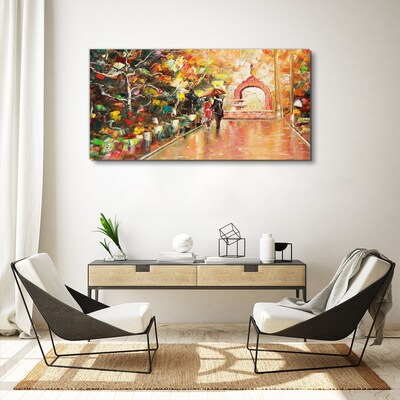 Tablou canvas Aleea de toamna cu umbrele