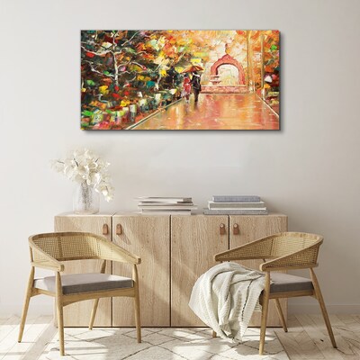Tablou canvas Aleea de toamna cu umbrele