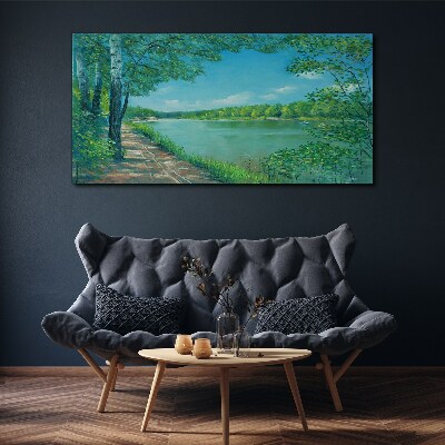 Tablou canvas Pictură râu pădure natură