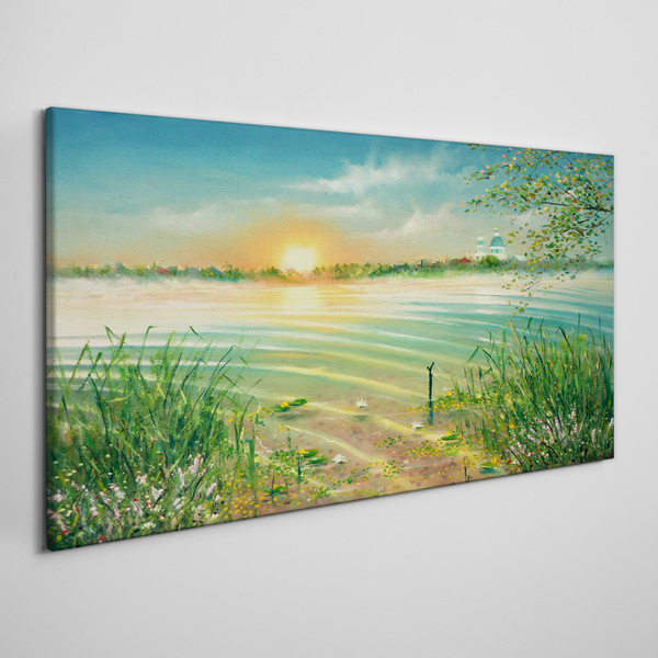Tablou canvas O dimineață liniștită pe malul lacului