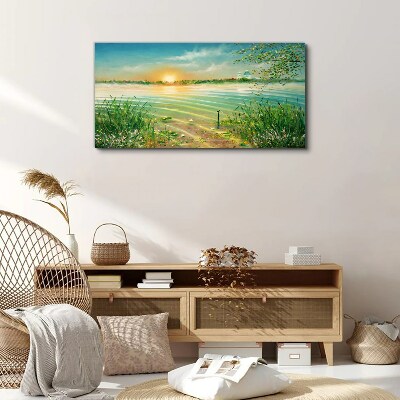 Tablou canvas O dimineață liniștită pe malul lacului