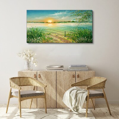 Tablou canvas O dimineață liniștită pe malul lacului