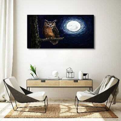 Tablou canvas ramură de copac bufniță noapte lună