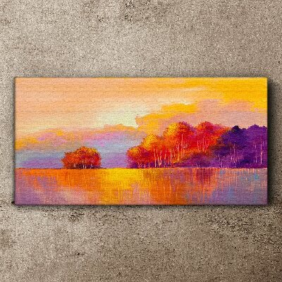Tablou canvas Apus de soare colorat peste pajiște