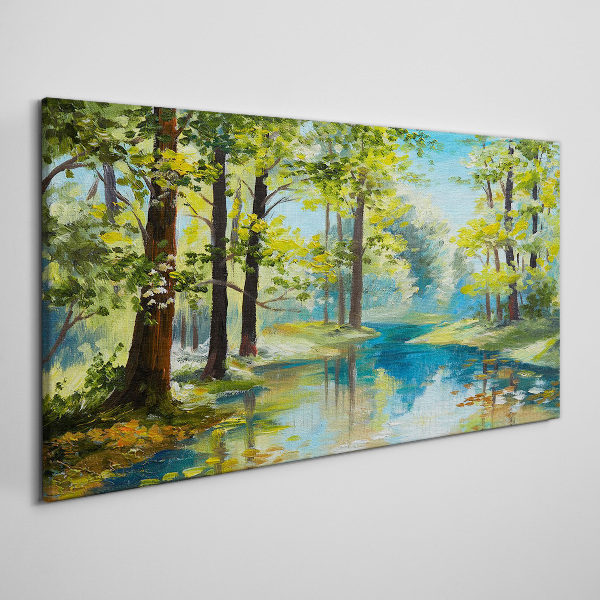 Tablou canvas Un peisaj de pădure liniștit lângă apă